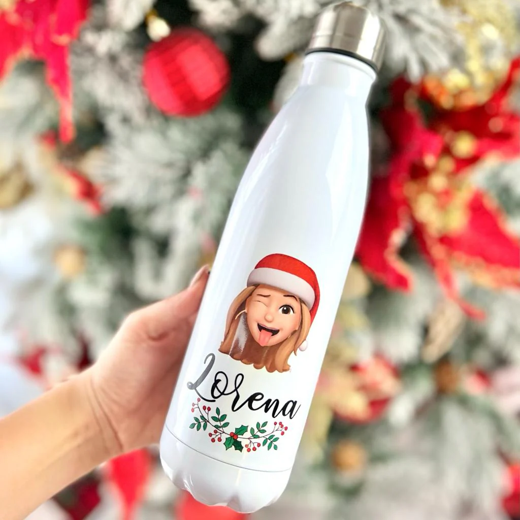 Botella personalizada "Emoji Navideño"