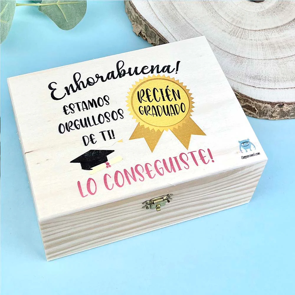 Caja madera Recién graduado