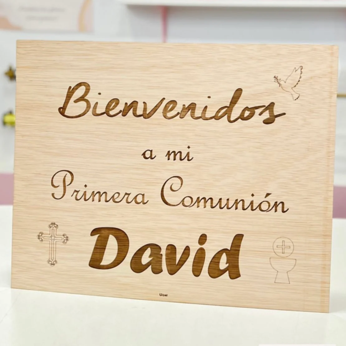Cartel Madera Bienvenidos Comunión