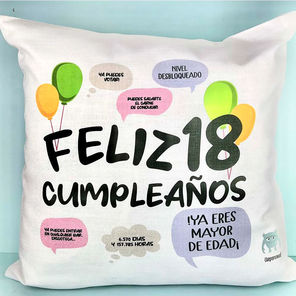 Cojín 18 cumpleaños