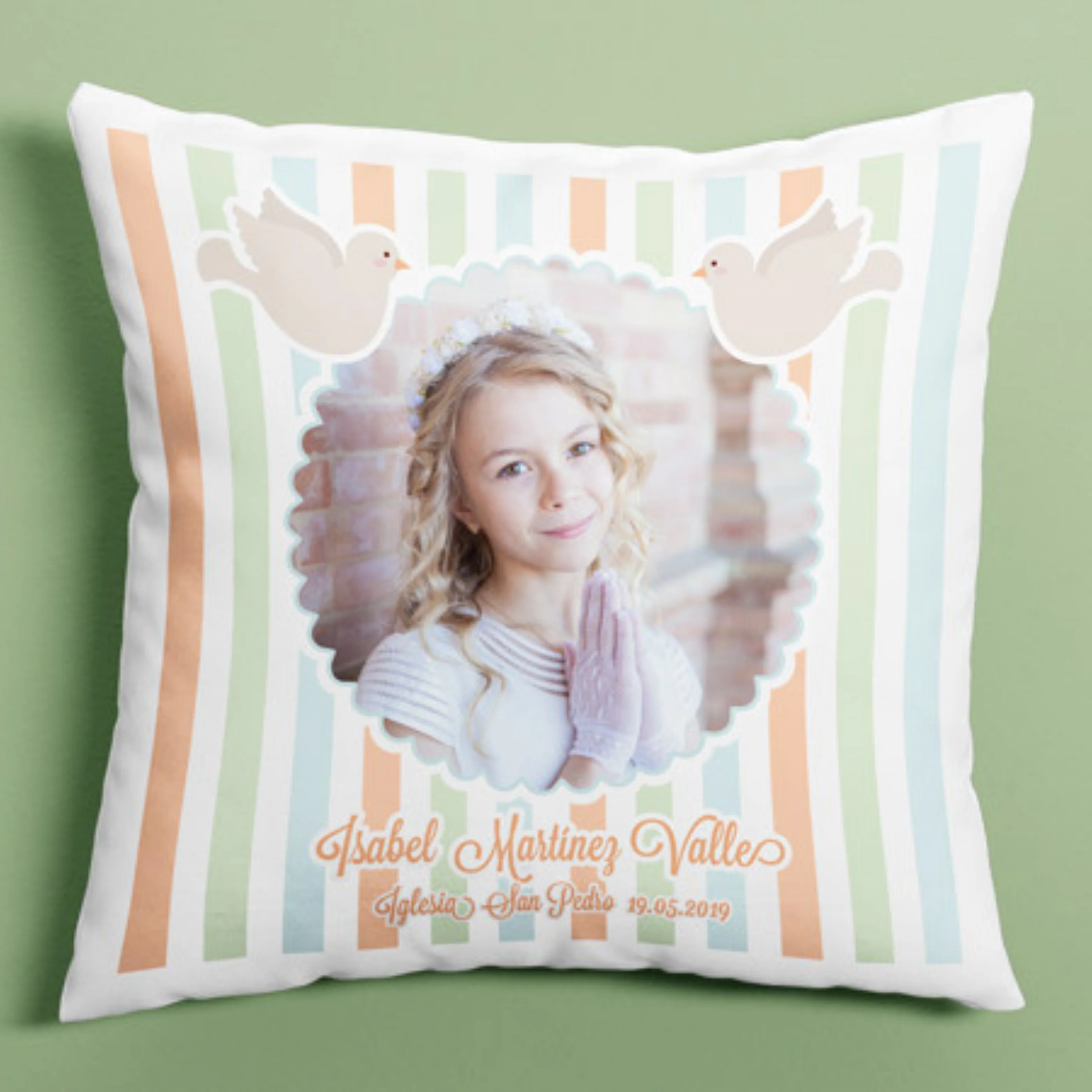 Cojín personalizado Comunión Rallas