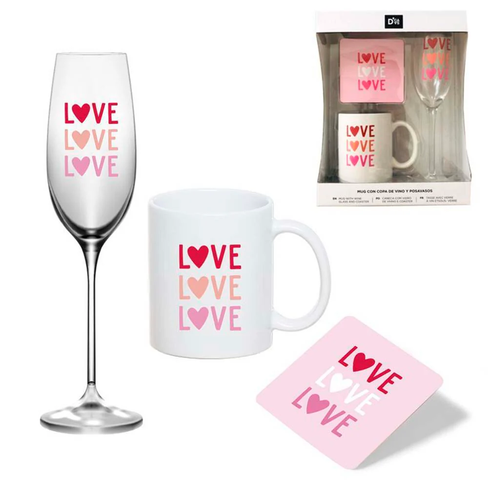 Set Copa + Taza + Posavasos Love