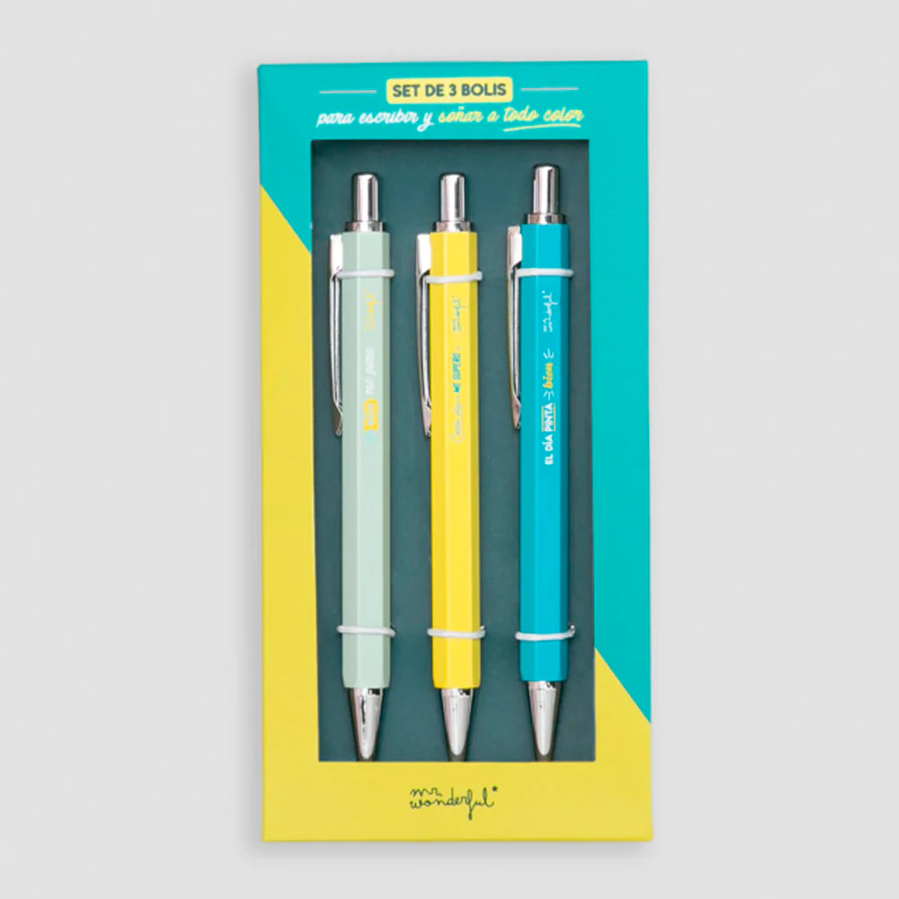 Set de 3 bolis para escribir y soñar a todo color
