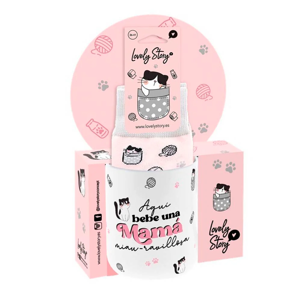 Taza + Calcetines Mamá Gato