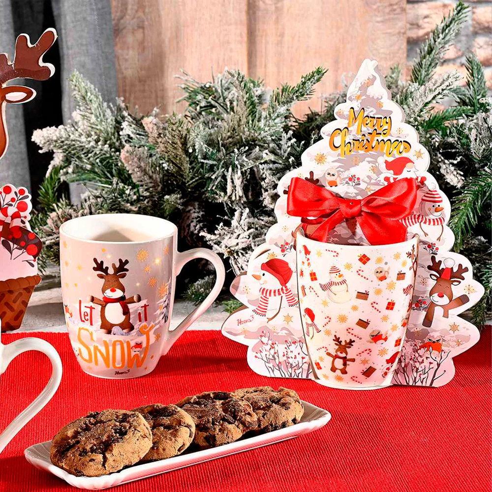Taza navideña con caja Reno / Árbol - Image 2