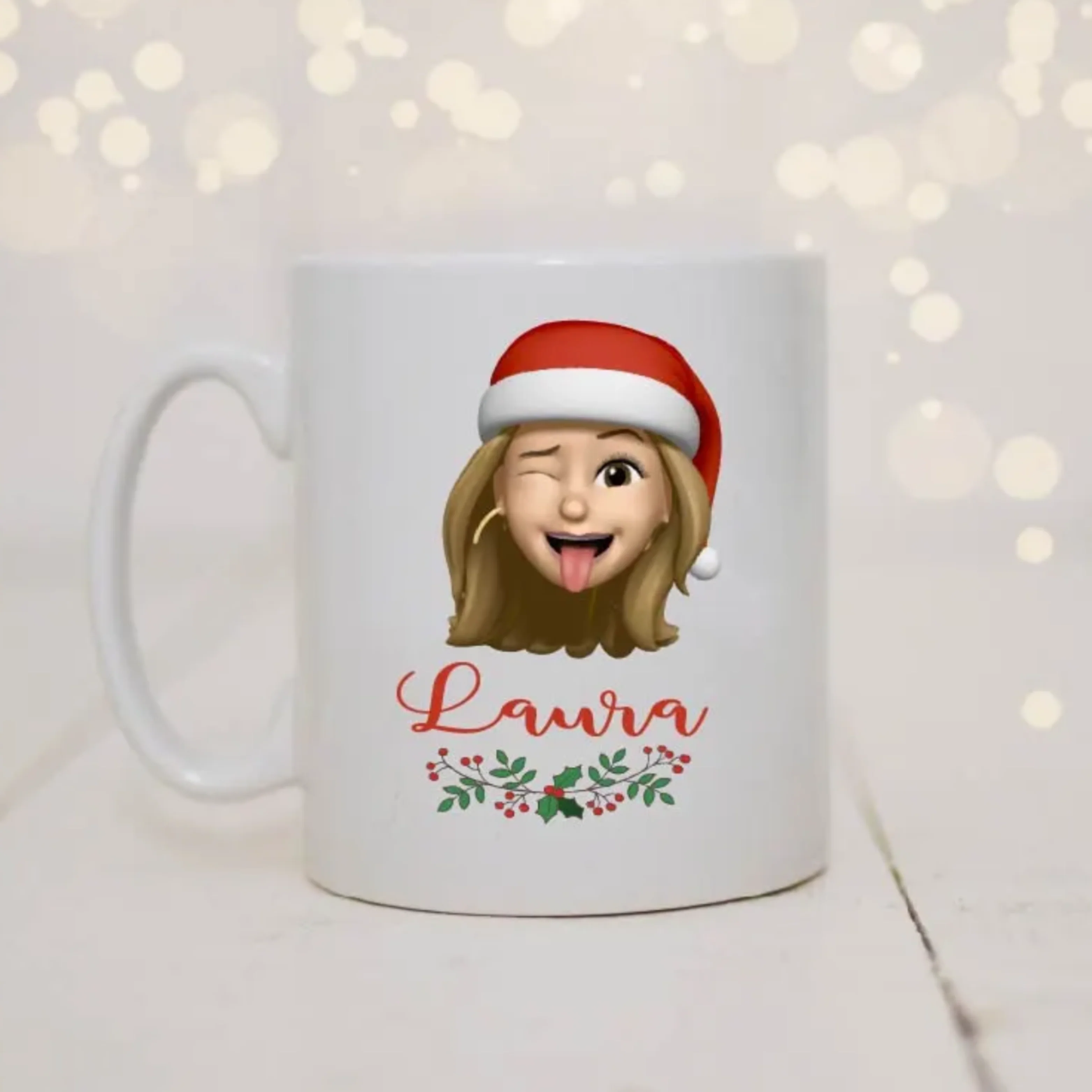 Taza personalizada "Emoji navideño"