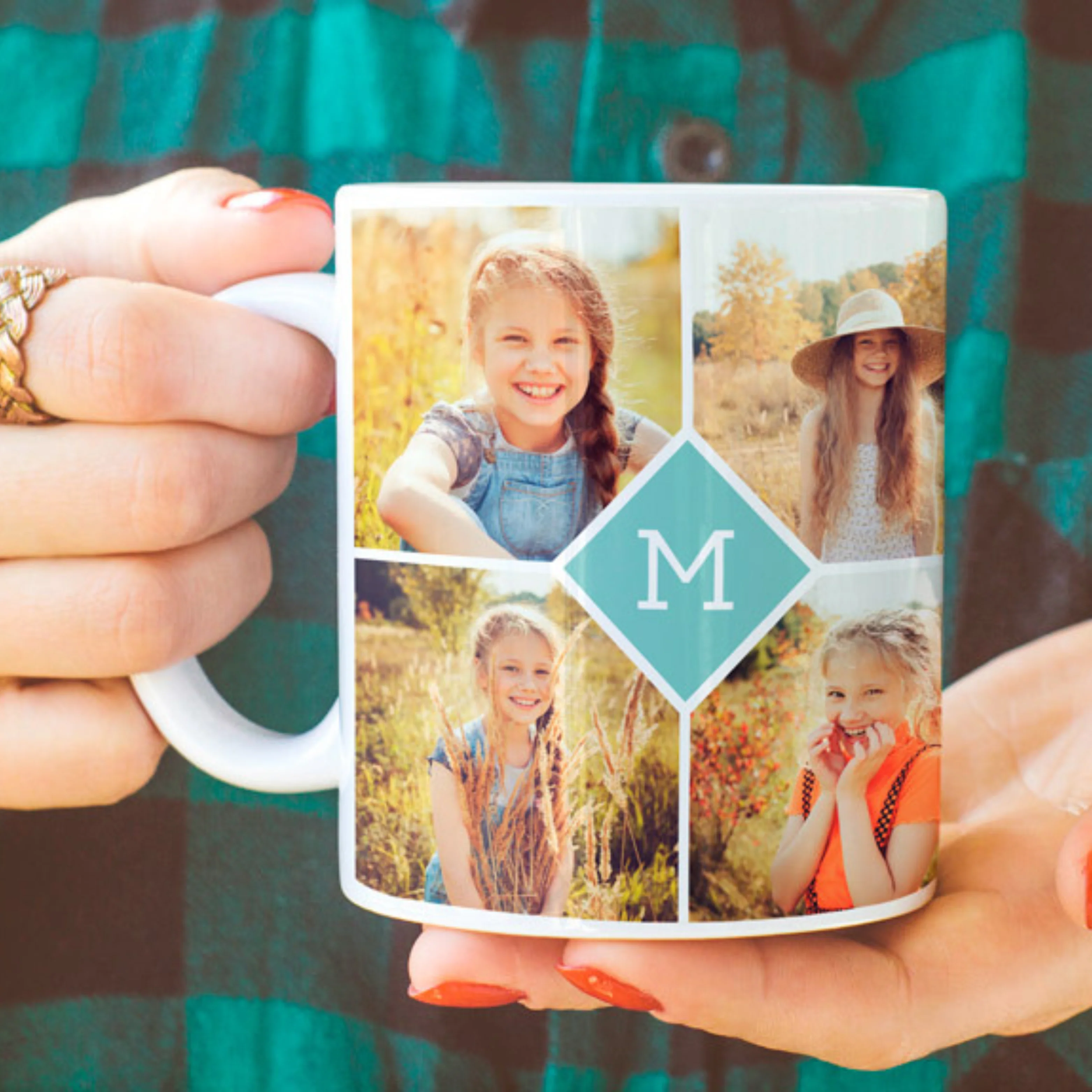 Taza personalizada fotos + inicial