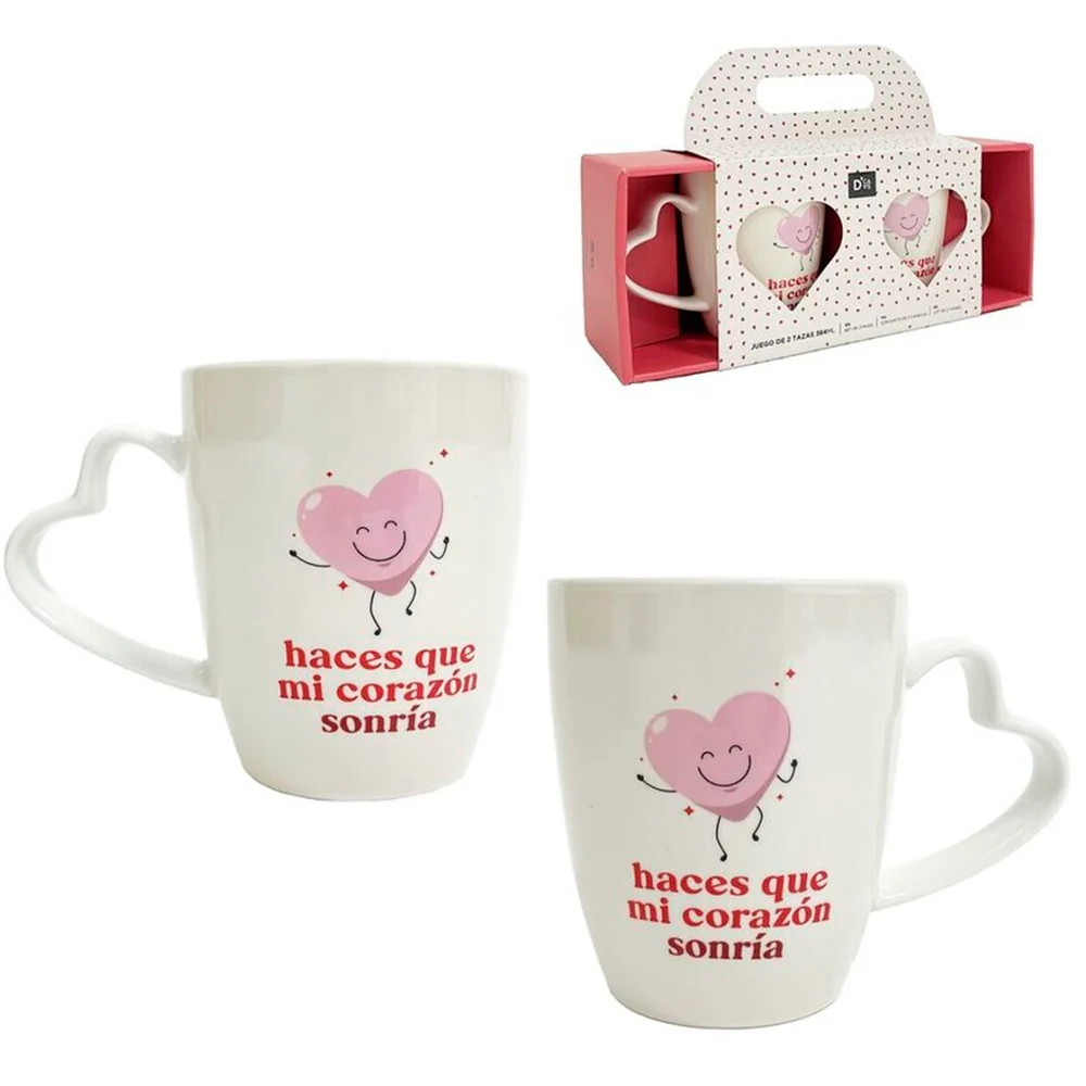 Tazas dobles "Haces que mi corazón sonría"